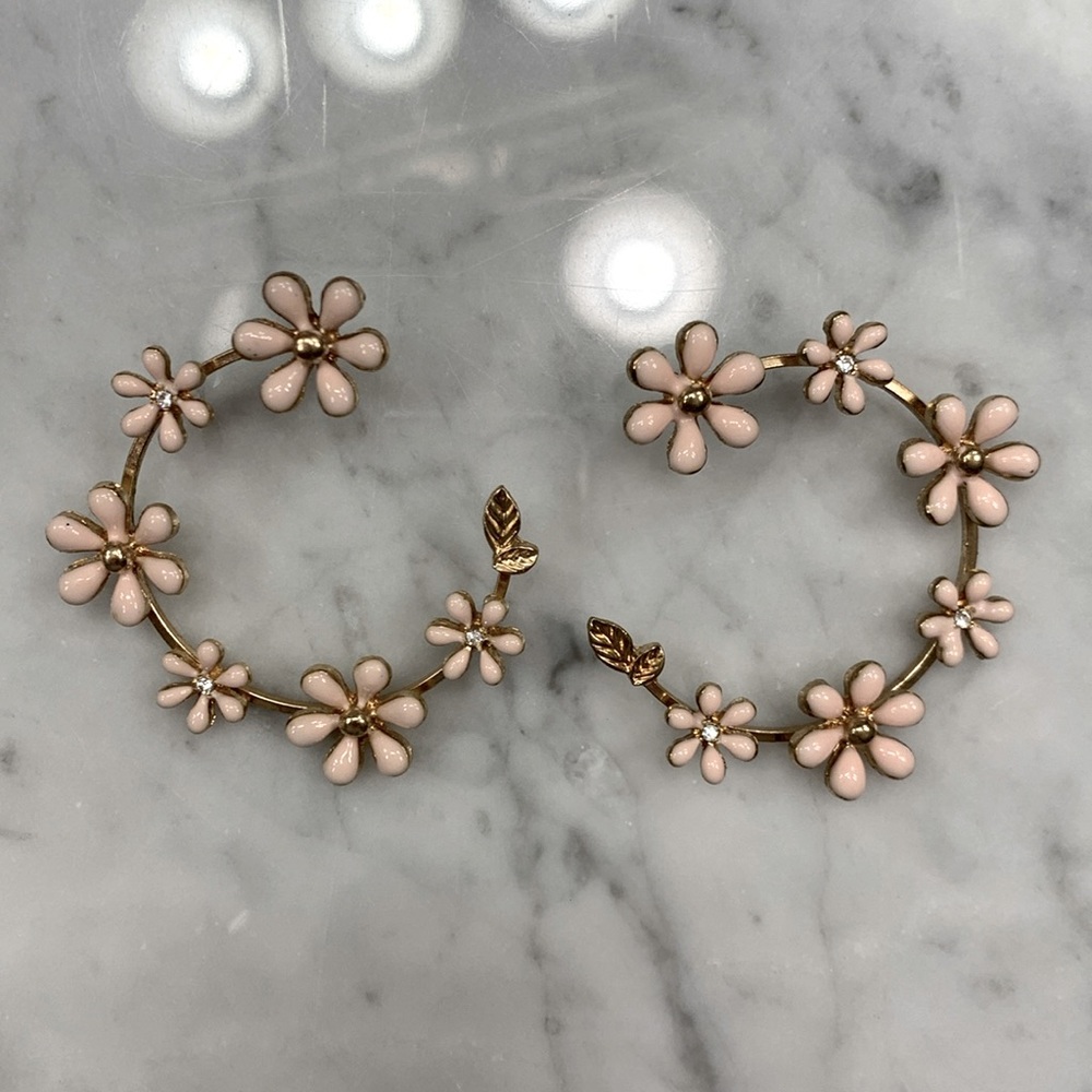 Pastel Pink Floral Hoops